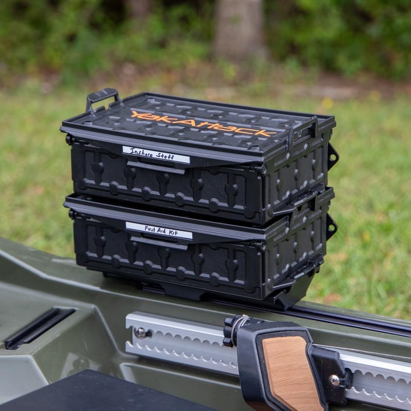 YakAttack TracPak Combo Kit, Set of Two Stacking Fishing Gear Storage Boxes with Track Mount Base, Black (SSO-1002) | Kayak Fishing Accessories - Image 5