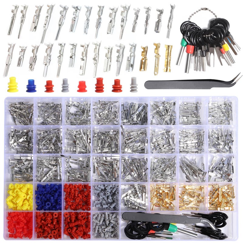 shengbowi Connector Pins Kit Crimped Terminal Pin Automotive Car Electrical 1/1.5/1.8/2.2/2.3/2.5/2.8/3.5mm Male&Female Wire Seals Removal Tool kit Motorcycle ATV Wire Non-Insulated Plug Crimp Set - Image 1