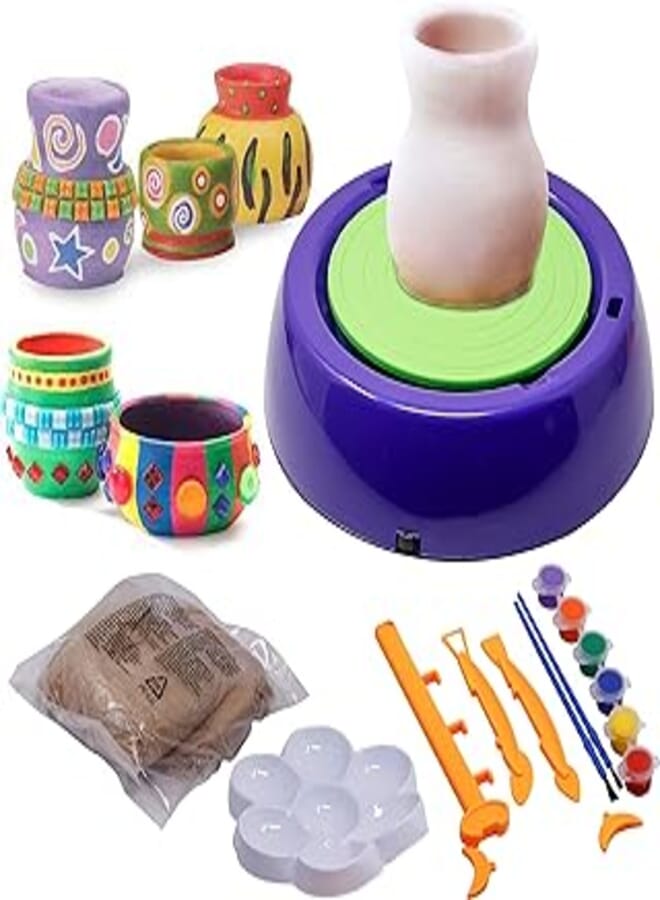 Zest 4 Toyz Zest 4 Toyz Battery Operated Imaginative Arts DIY Pottery Wheel Game with Colors and Stencils | Creative Educational Toy (Multi Color)