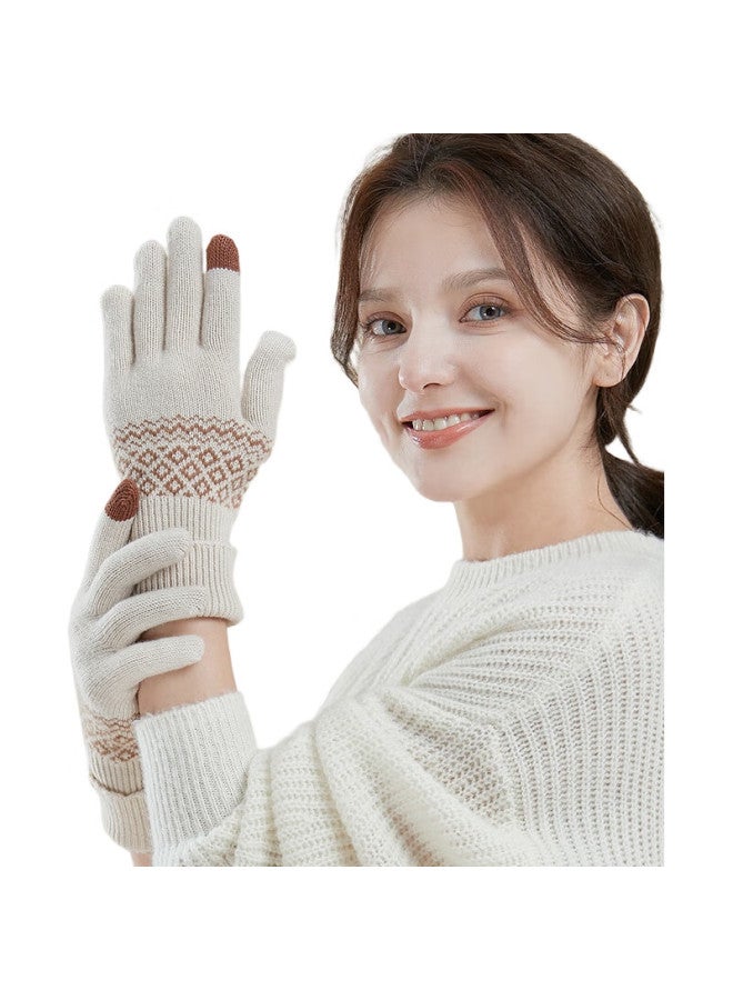 JIUMU Pure Wool Warm Gloves For Women, Autumn And Winter Ladies' Knitted Gloves, Winter Driving And Cycling Anti-Cold Touchscreen Gloves - Image 3