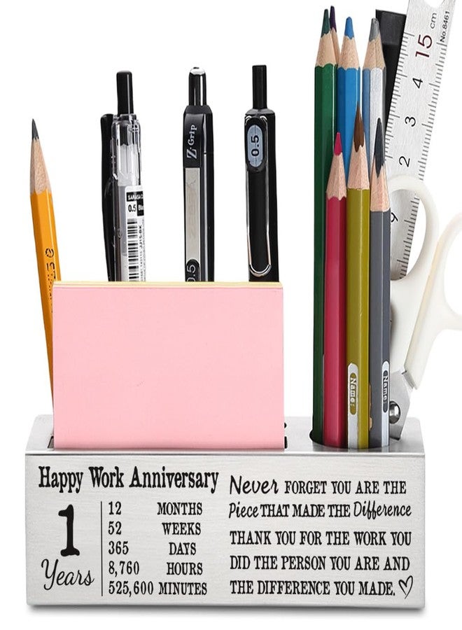 FOKCBOCM 1 year Work Anniversary Plaque gifts for Employee, Thank you Appreciation gifts for Coworkers Staff, 1 year Work Anniversary for Her Him, Happy Work Anniversary Office Pencil Holders-DS96 - Image 1
