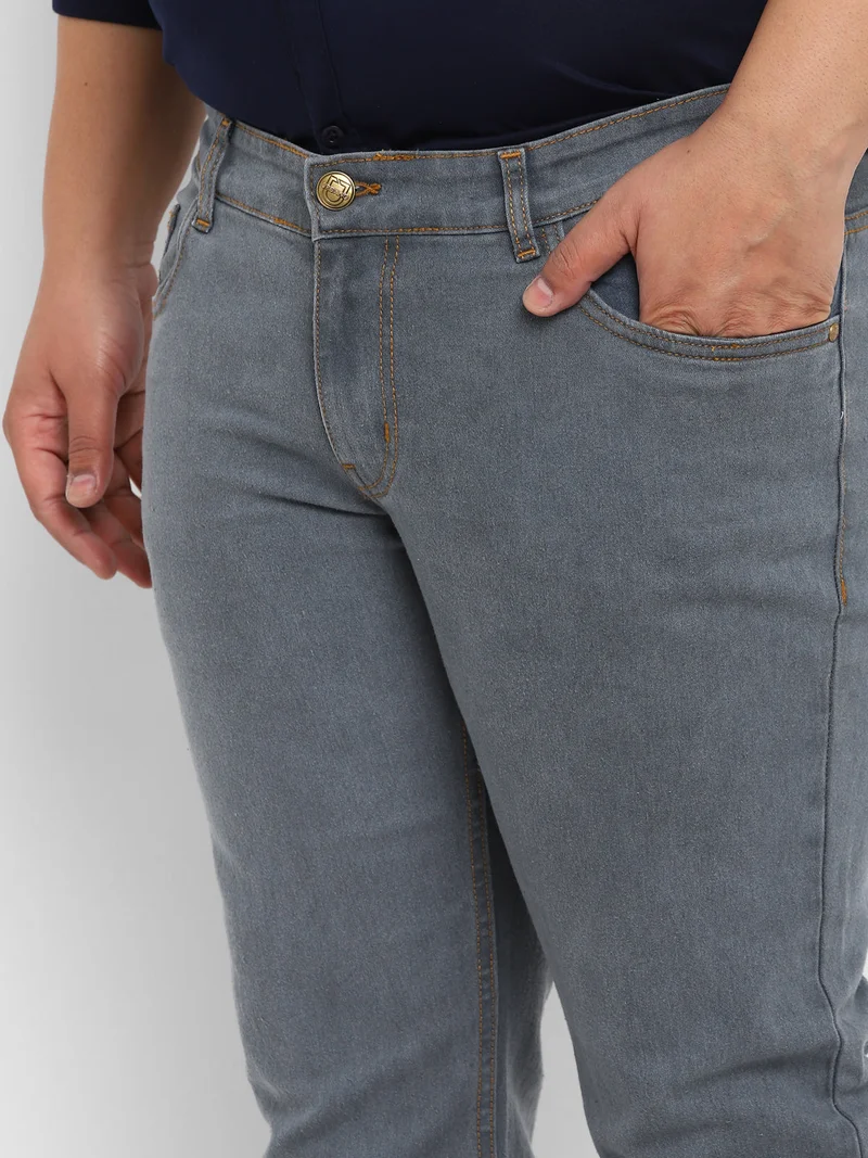 Urbano Fashion  Urbano Plus Men's Light Grey Regular Fit Washed Denim Bootcut Jeans Stretchable  | Best Price UAE