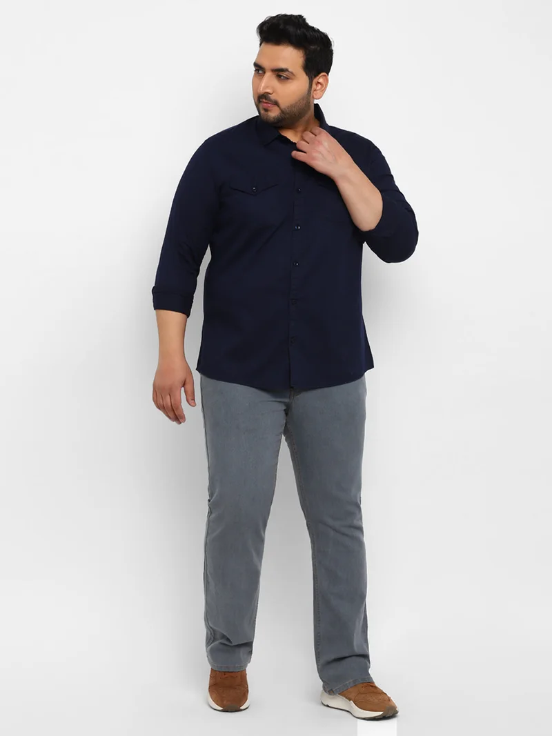 Urbano Fashion  Urbano Plus Men's Light Grey Regular Fit Washed Denim Bootcut Jeans Stretchable  | Best Price UAE