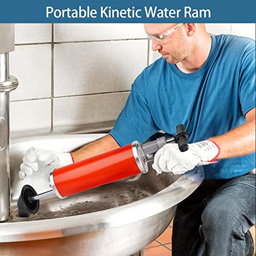 Olpchee Portable High Pressure Kinetic Toilet Plunger Air Drain Blaster Pump for Bath Toilets Bathroom Shower Kitchen Clogged Pipe (Red) - Image 5