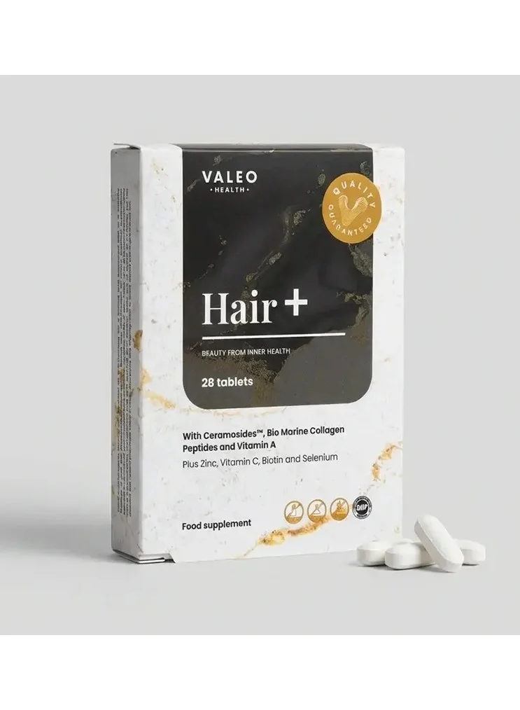 VALEO Valeo Hair+ | Biotin & Collagen Peptides Supplement | 28 Actives | Supports Thicker Looking Hair | Multivitamins for Women | 28 Tablets (Pack of 3)
