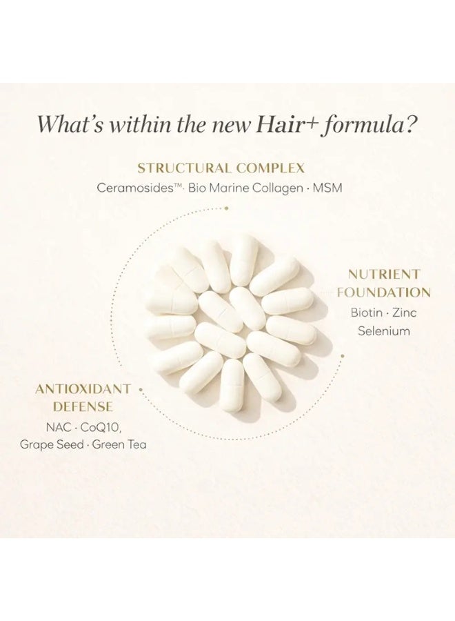 Valeo Hair+ | Biotin & Collagen Peptides Supplement | 28 Actives | Supports Thicker Looking Hair | Multivitamins for Women | 84 Tablets (2 + 1 Free) - Image 3
