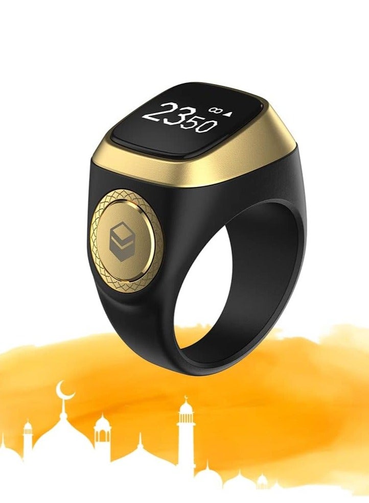 iQIBLA Iqibla Smart Tasbih Zikr Ring Muslim Prayer Prayer timing reminder OLED display Tasbih Counter Smart Ring Wearable Black 18mm USB - Image 1