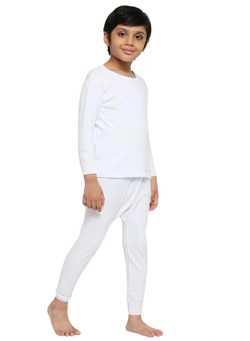 Byc WHITE BYC Boy's Full-Body 100% Combed Cotton Skin Friendly Soft Winter Thermal Underwear Set (Top and Bottom) White for Men | Best Price UAE