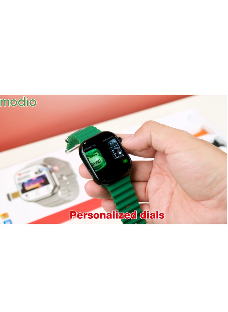 modio - Modio ST12 Smart Watch 2.2 Inch Full Screen Display With 4G SIM card Support,HD reversible CAMERA 3 Pair Straps and Wireless Charger For Ladies and Gents (Silver) - Image 1