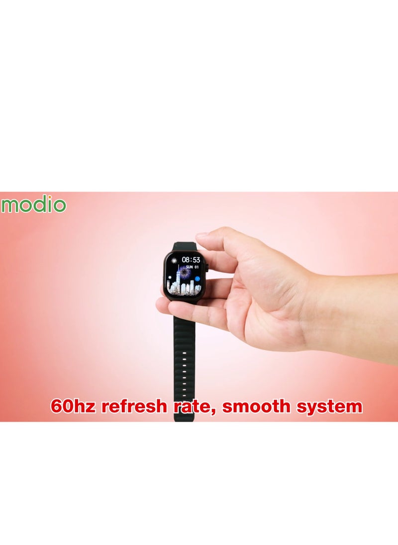 modio - Modio ST12 Smart Watch 2.2 Inch Full Screen Display With 4G SIM card Support,HD reversible CAMERA 3 Pair Straps and Wireless Charger For Ladies and Gents (Silver) - Image 1