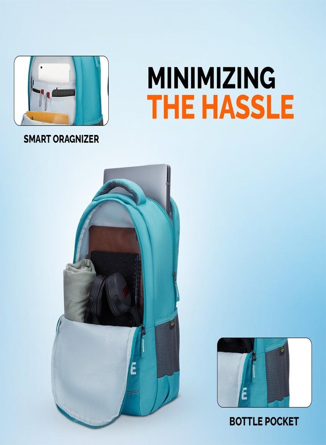 Skybags Dune Backpack | 25 Litre | Premium Diamond pattern fabric | Upto 17 inch Laptop Portection | 02 Compartment | For Office and Casual Unisex Men Women Boys Girls | Teal - Image 5