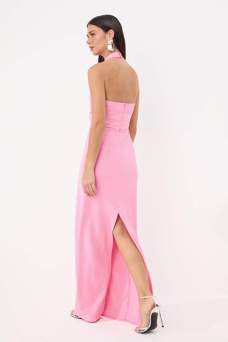 trendyol Light Pink Straight Bodycon Woven Finike Maxi Evening Dress & Graduation Gown - Image 4