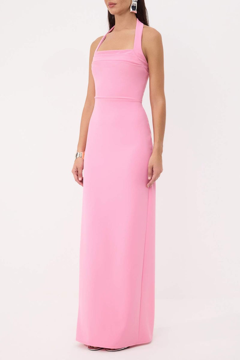 trendyol Light Pink Straight Bodycon Woven Finike Maxi Evening Dress & Graduation Gown - Image 3