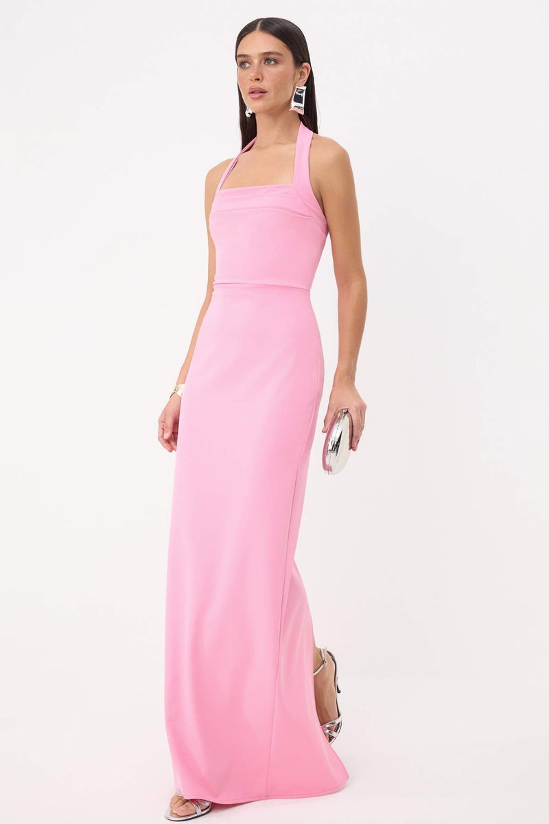 trendyol Light Pink Straight Bodycon Woven Finike Maxi Evening Dress & Graduation Gown - Image 2