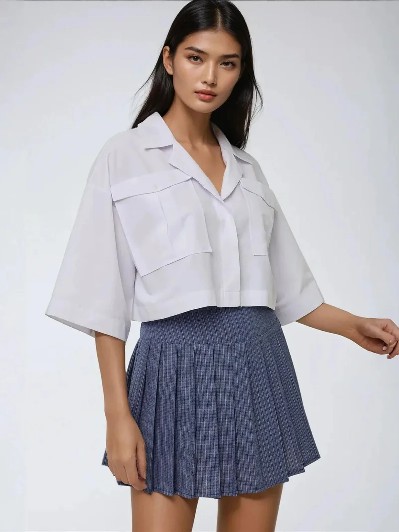 HICCUP Crop Shirt with a Pocket Detail