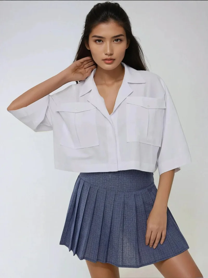 HICCUP Crop Shirt with a Pocket Detail