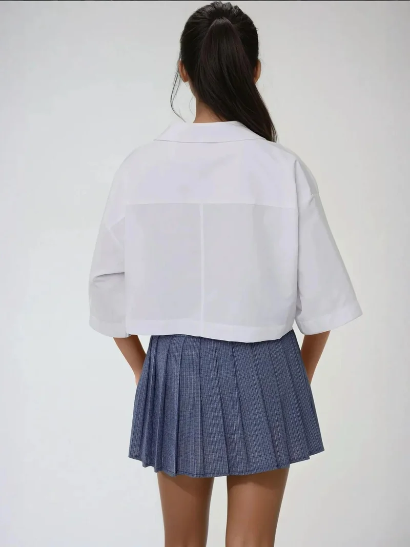 Hiccup White Crop Shirt with a Pocket Detail for Women | Best Price UAE