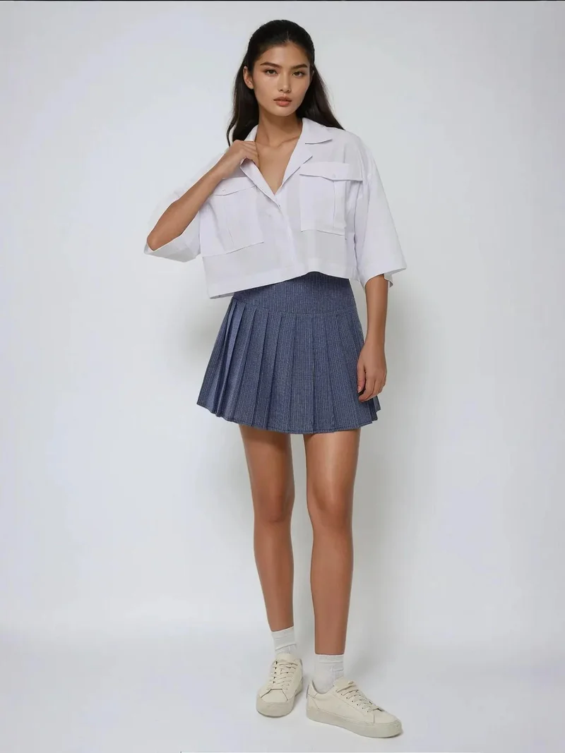 Hiccup White Crop Shirt with a Pocket Detail for Women | Best Price UAE