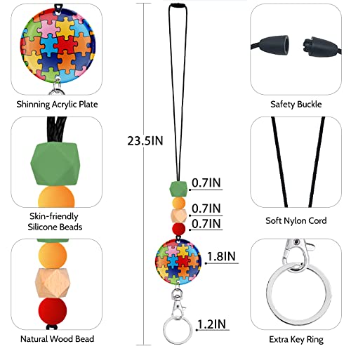 Mcapirivo Autism Awareness Teacher Lanyards for ID Badges and Keys, Cute Silicone Beaded Breakaway Lanyard for Women Nurses Educators School, Keychain with Name Tag Badge Holder - Image 5
