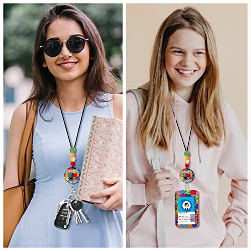 Mcapirivo Autism Awareness Teacher Lanyards for ID Badges and Keys, Cute Silicone Beaded Breakaway Lanyard for Women Nurses Educators School, Keychain with Name Tag Badge Holder - Image 3