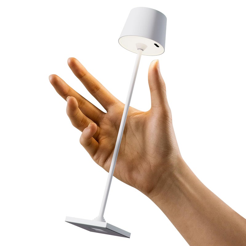 Timjorman Compact Cordless Table Lamp, Rechargeable LED Night Light, Dual Light Source (RGB Top & Warm Bottom), Touch Control & Timer, Metal Lamp for Bedroom & Kids Room (White 1PACK) - Image 1