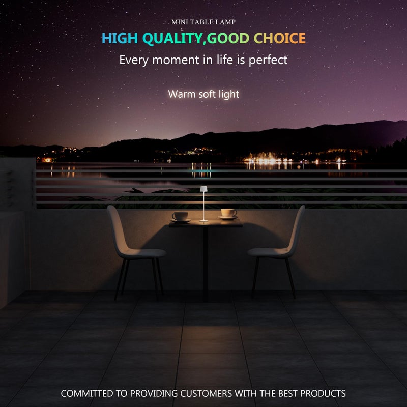 Timjorman Compact Cordless Table Lamp, Rechargeable LED Night Light, Dual Light Source (RGB Top & Warm Bottom), Touch Control & Timer, Metal Lamp for Bedroom & Kids Room (White 1PACK) - Image 2