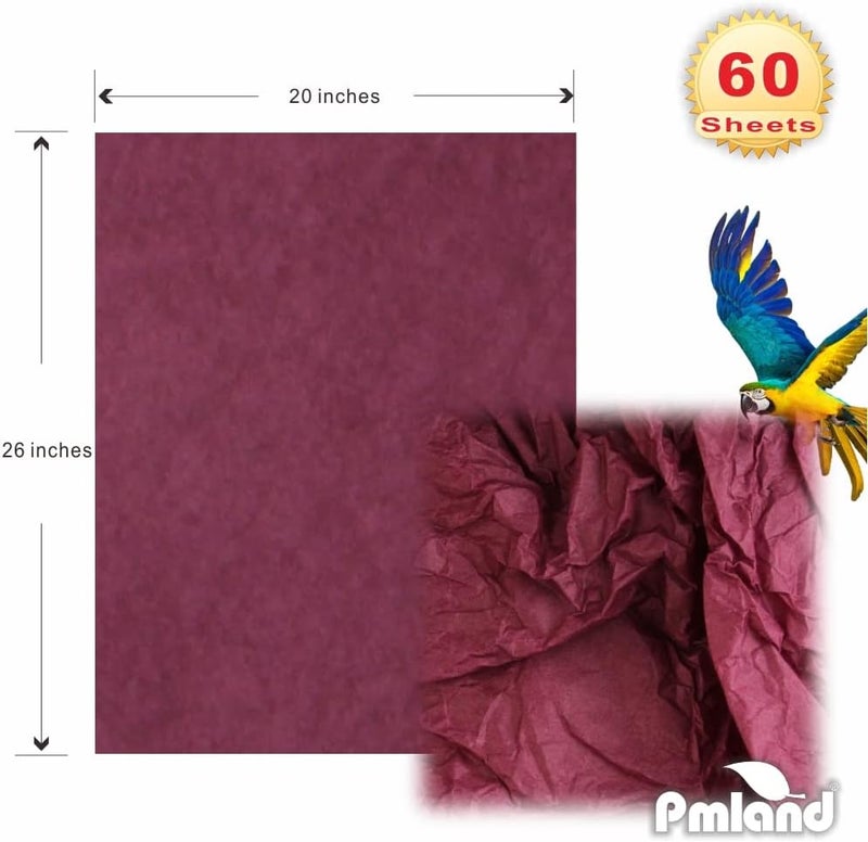 PMLAND Premium Quality Gift Wrapping Paper - Burgundy Color - 20 Inches x 26 Inches 60 Sheets - Image 4