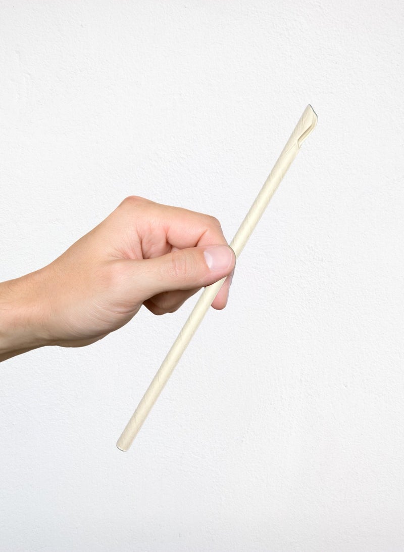 YASHTECH 8mm White Paper Straws Spoon-Cut Individually Wrapped Pack of 500 - Image 2