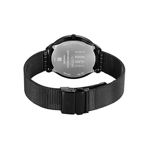 EDGE Titan Baseline Quartz Analog Black Dial Black Stainless Steel Strap Watch for Men - NT1843NM02 - Image 2