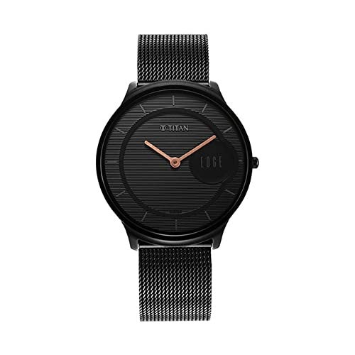 EDGE Titan Baseline Quartz Analog Black Dial Black Stainless Steel Strap Watch for Men - NT1843NM02 - Image 1