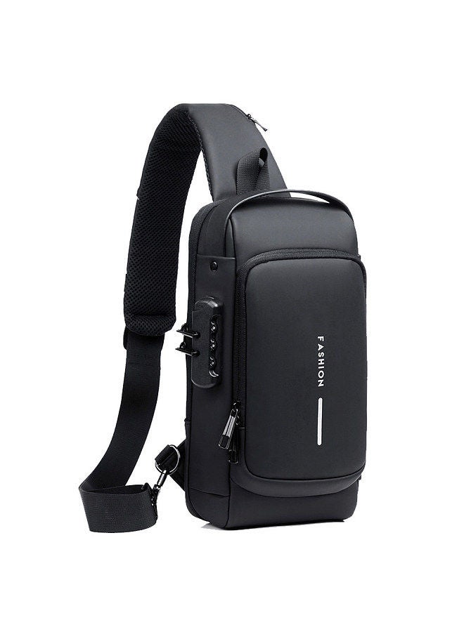 NIBEMINENT Men Sling Bag Pack with Lock Waterproof Anti-theft Chest USB Charging Port Shoulder - Image 2