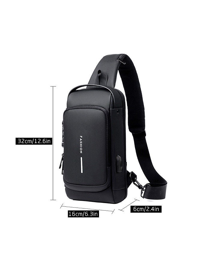 NIBEMINENT Men Sling Bag Pack with Lock Waterproof Anti-theft Chest USB Charging Port Shoulder - Image 5