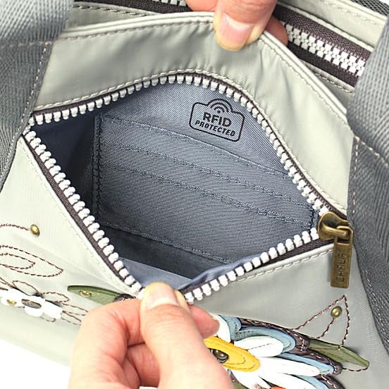 CHALA Venture Mini Carryall RFID Protected Nylon Bag with Adjustable Crossbody Strap Daisy sage - Image 3