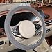 Binsheo Nappa Leather Gray Steering Wheel Cover Advanced Microfiber Leather NonSlip Breathable Fabric Warm in Winter and Cool in Summer Universal 15 inch - Image 2
