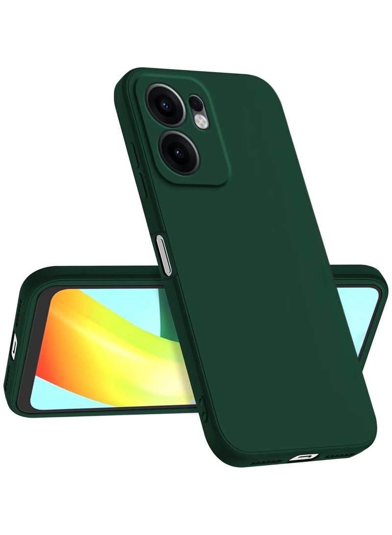 For Oppo Reno13 F Liquid Silicon Case Soft Microfiber Lining Cushion Slim Shell Shockproof Protective Soft Gel Rubber Matte Finish Cover Camera Protection Case for Reno 13F Green