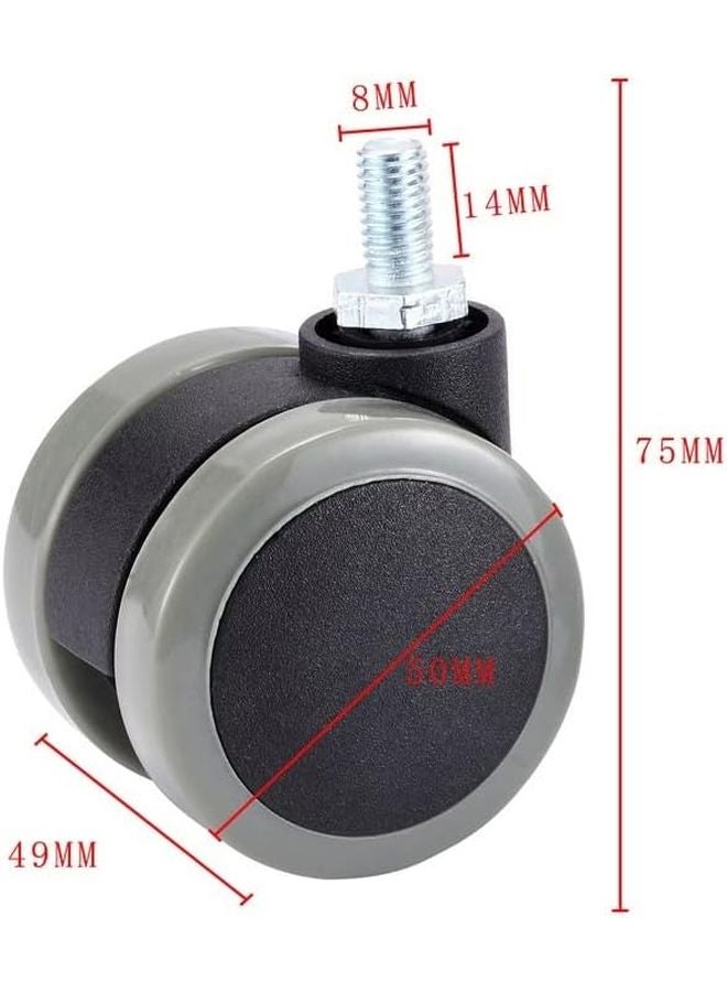 4Pcs 50mm Heavy Duty Universal Furniture Castor Wheels Screw Without Brake - Image 3