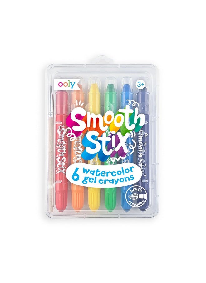 Ooly - Smooth Stix Gel Crayons For Kids And Adults With Paint Brush Set Of 7 Watercolor Rainbow Crayons For Glass And Paper With Clear Plastic Crayon Case Easy To Clean Twist Up Gel Crayon Set - Image 1