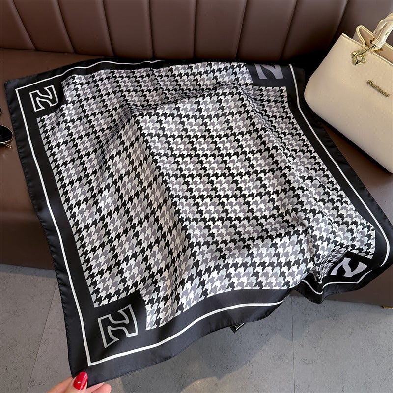 Spring and Summer Cartoon Cute Silk Scarf Small Square Silk 70cm Scarf Women's Korean Style Cat Hair Belt Decorative Headscarf  - Image 4
