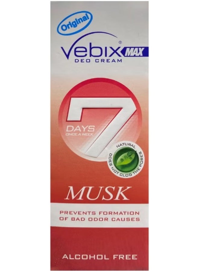 Vebix Max Deo Cream Musk 25ml – Long-Lasting Odor Protection, Sweat Control & Fresh Musk Fragrance for Men & Women - Image 1