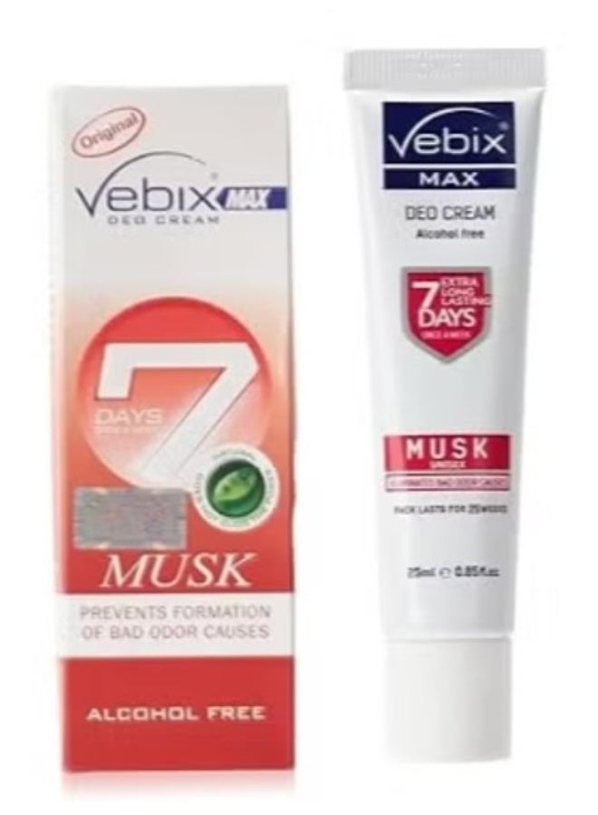 Vebix Max Deo Cream Musk 25ml – Long-Lasting Odor Protection, Sweat Control & Fresh Musk Fragrance for Men & Women - Image 3