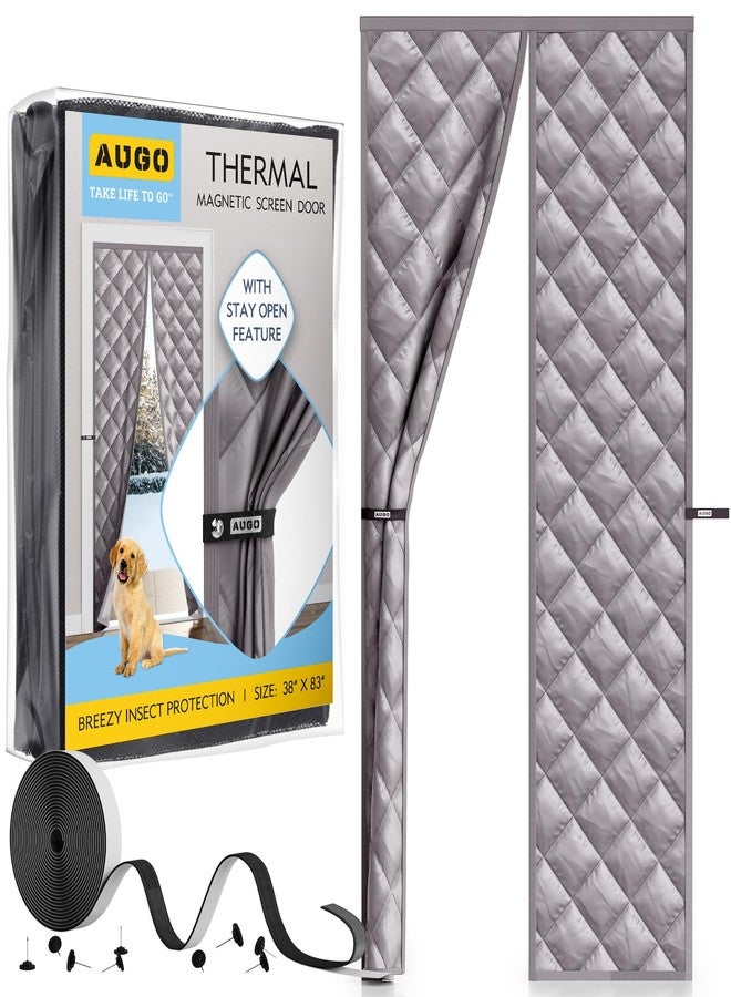 AUGO Magnetic Thermal Door Curtain - Thermal Insulation Door Cover for Winter - Home Winterizing Products - Keeps Warm Air in & Cold Air Out - Patent Pending Keep Open Feature - 38 x 83 Inch - Image 1