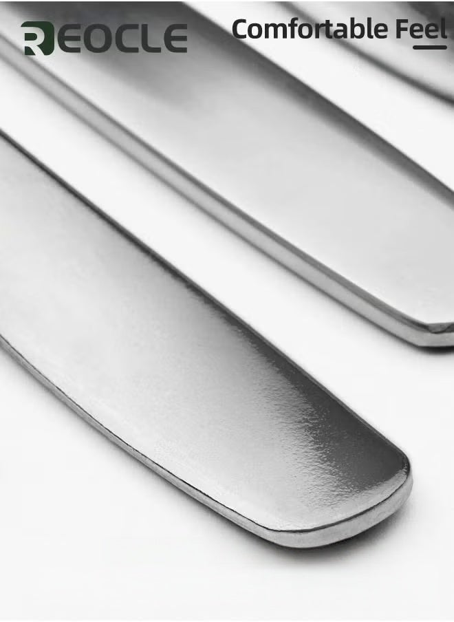 REOCLE Silverware Set Tableware 24 Pieces Flatware Set With Stand Stainless Steel Kitchen Utensils Set for 6 Guests Mirror Polished Cutlery Set Spoon and Fork Set Knife Silverware - Image 4