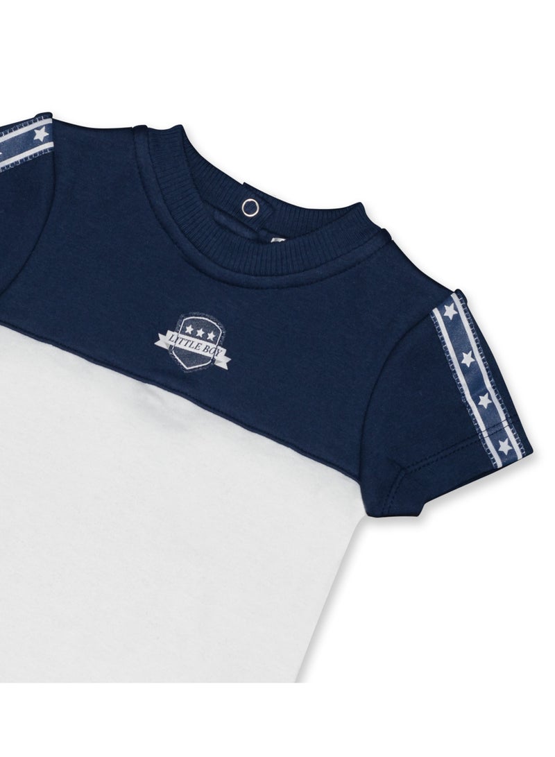 MOON 100% Cotton Polo T-shirt & pull on shorts 6-9M Blue - Navy Sports - Image 3