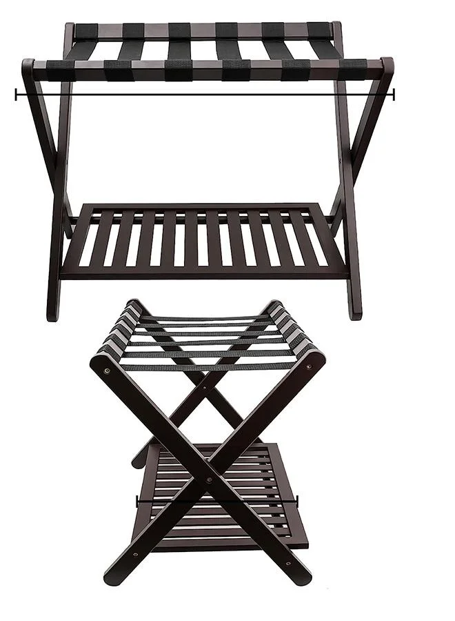QUESERA Luggage Rack, Bamboo Folding Luggage Rack Suitcase Stand with Storage Shelf for Home Bedroom Guest Room - Black