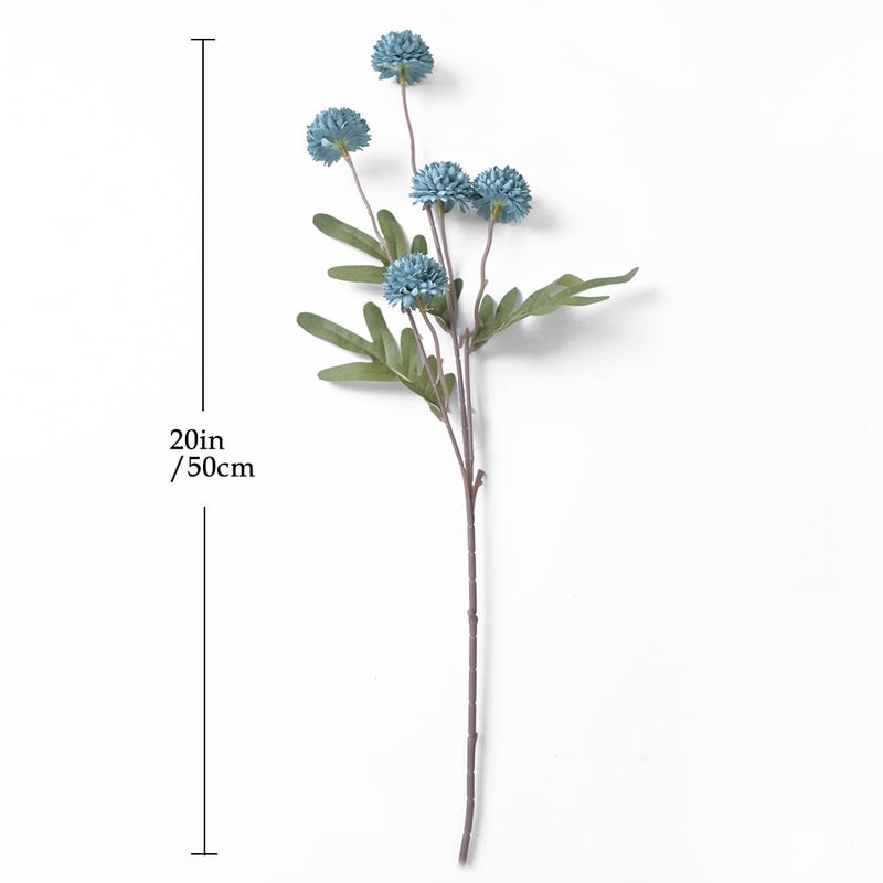 Laelfe Dusty Blue Flowers Artificial Pompon Mum, Fake Kiku Flowers Silk Small Mini Chrysanthemum Ball Faux Mum Decor for Autumn Filler DIY Bouquet Centerpieces Arrangements Shower (Dusty Blue) - Image 4