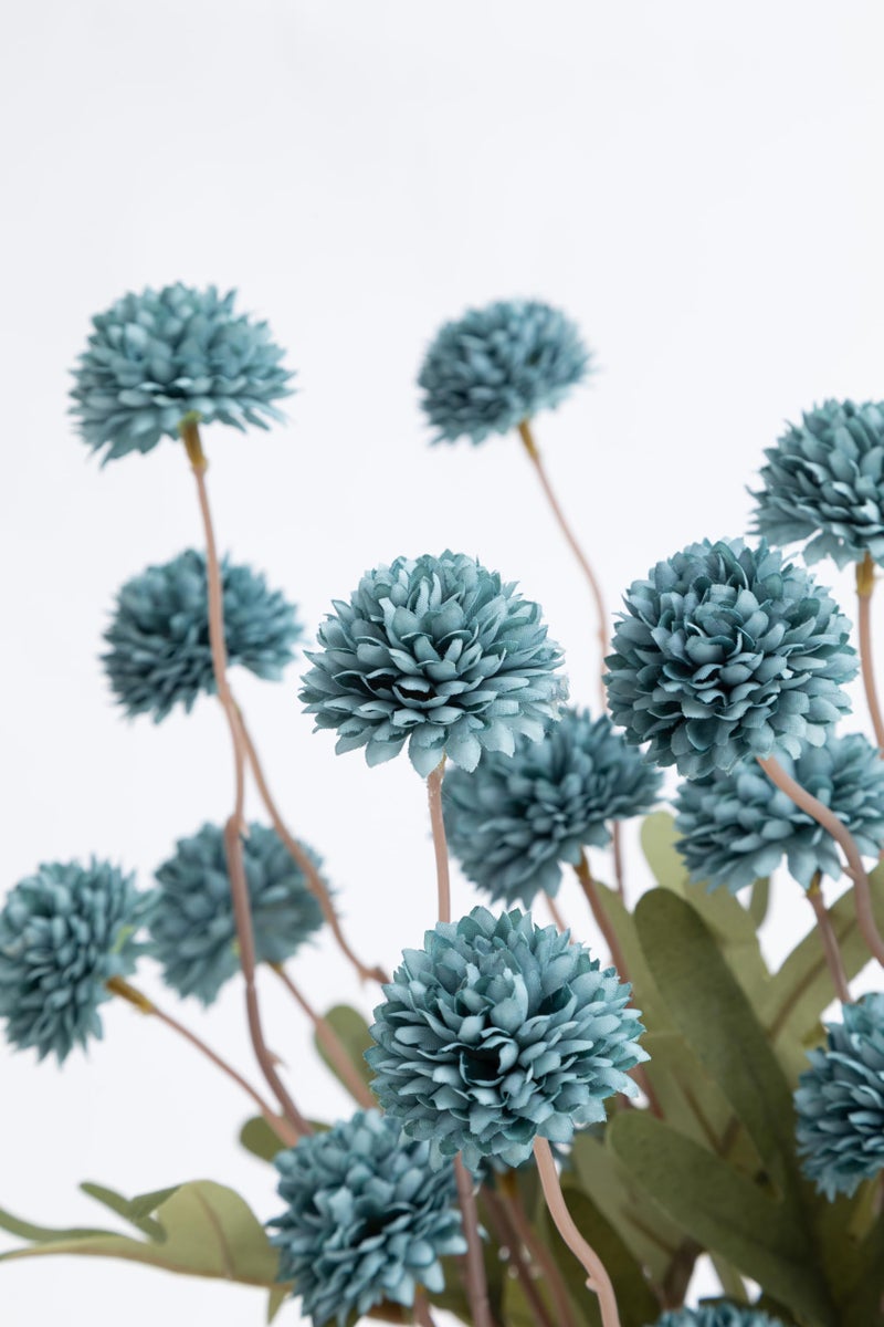 Laelfe Dusty Blue Flowers Artificial Pompon Mum, Fake Kiku Flowers Silk Small Mini Chrysanthemum Ball Faux Mum Decor for Autumn Filler DIY Bouquet Centerpieces Arrangements Shower (Dusty Blue) - Image 3