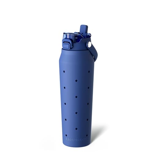 Frost Buddy 32 oz Insulated Stainless Steel Water Bottle with Silicone Sleeve Customizable with Budz Charms Straw Chug Lid LeakProof Cup Holder Friendly - Image 1
