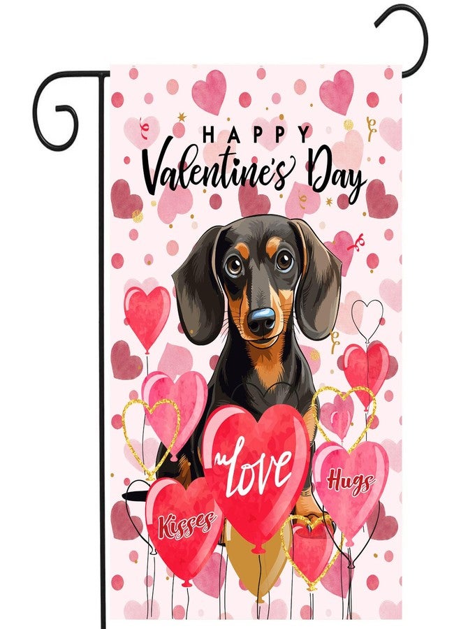 DZGlobal Dachshund Valentine Garden Flag Valentines Day Flags for Outside 12x18 Double Sided Small Yard Flags Dog Valentine's Day Decor Outdoor Lawn Valentines Banners Front Porch - Image 1