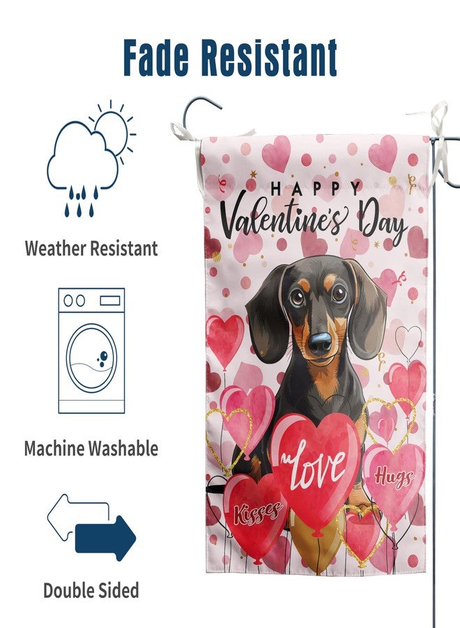 DZGlobal Dachshund Valentine Garden Flag Valentines Day Flags for Outside 12x18 Double Sided Small Yard Flags Dog Valentine's Day Decor Outdoor Lawn Valentines Banners Front Porch - Image 4