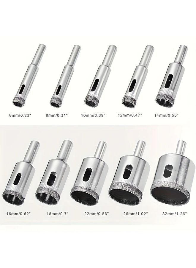 10pcs Diamond Hole Saw Set For Tile Marble Glass Ceramic Granite Porcelain - Image 3